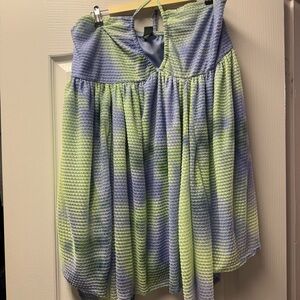 Green and Blue Textured Women's Skirt